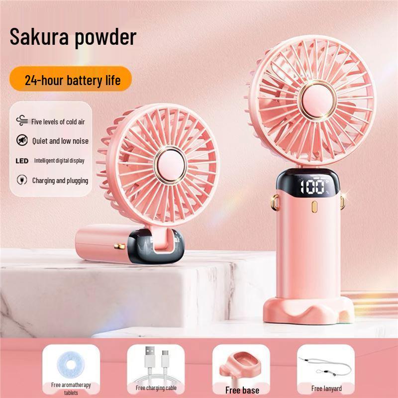 Portable Handheld USB Foldable Mini Fan with Digital Display for Desk or Outdoor Use