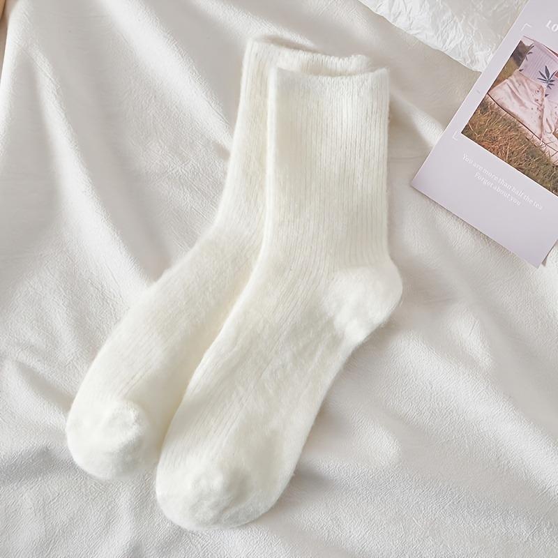 Luxury Cashmere Wool Socks for Women, Soft Color, Smooth Solid Color Matching All Seasons Warm and Sweat-Absorbing Sleeping Outdoor Sports Socks