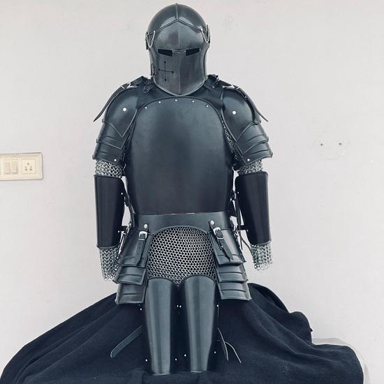 

Medieval Black Templar Barbute Knight Armor Suit- Steel Full Body Armor Larp, Cosplay Roleplay Costume