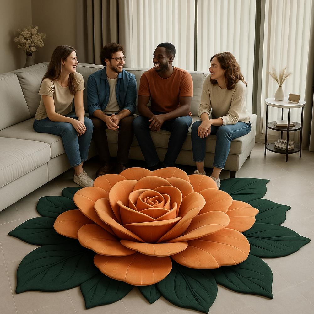 Pfingstrose Bodenmatte in Sonderform Rutschfeste Türdichtung für Wohnzimmer Teetisch Bettseite