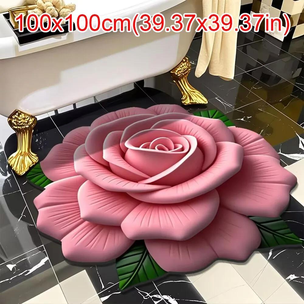 Special-shaped Flower Carpet Soft Non-slip Bathroom Floor Mat Absorbent 100x100cm/60x60cm/50x50cm Door Gasket