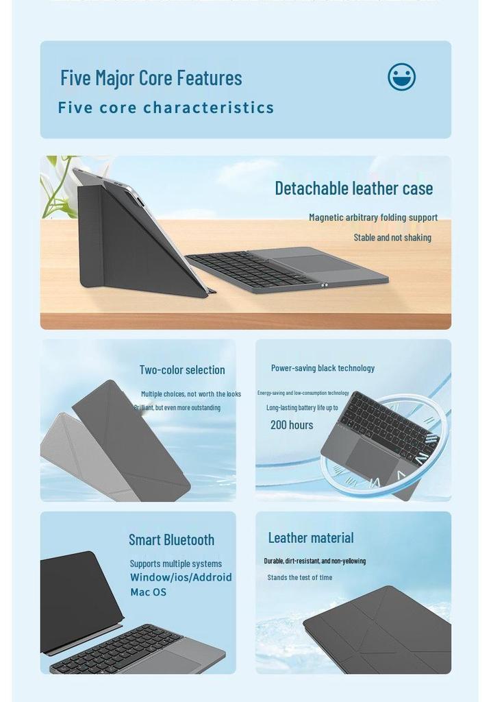 Foldable Keyboard with Protective Case and Stand for Smartphone and Tablet