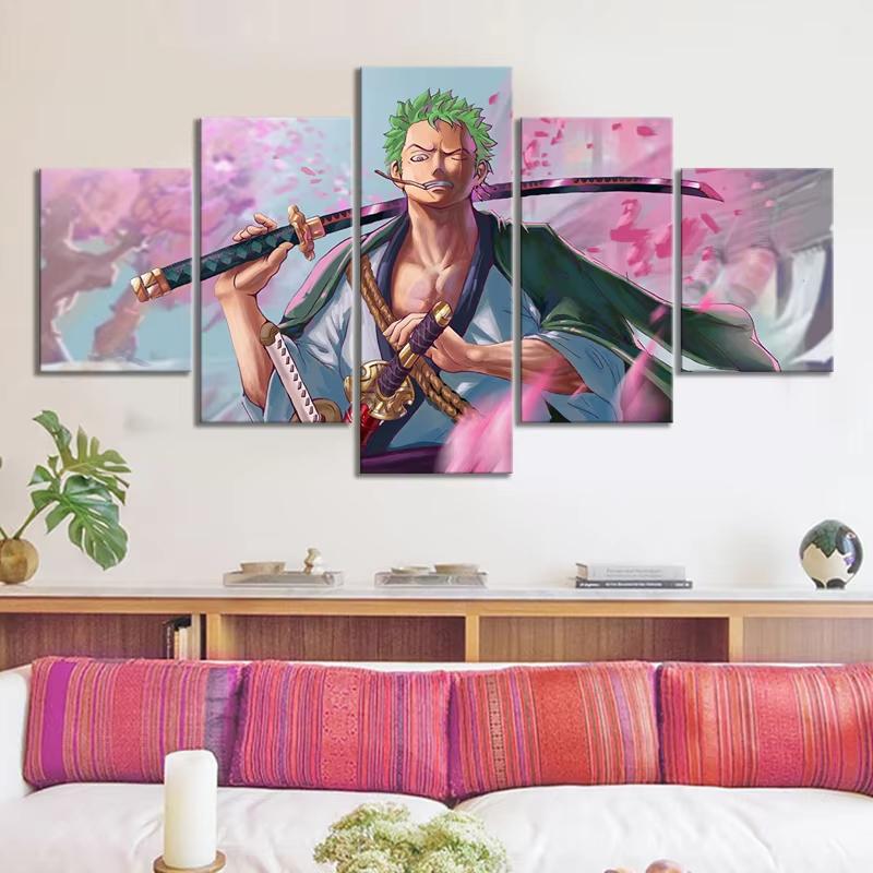 

5pcs RORONO ZORO Wano Country Anime Postser Zoro Picture Artwork Canvas Paintings Wall Art for Bedroom Wall Decor Gift 20x35-20x45-20x55cm
