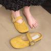 Fashion Spring Retro Single Shoes Comfortable Flat Bottom Ladies Sandals Square Toe Ballerina Style Slippers Casual Solid Mules Slides
