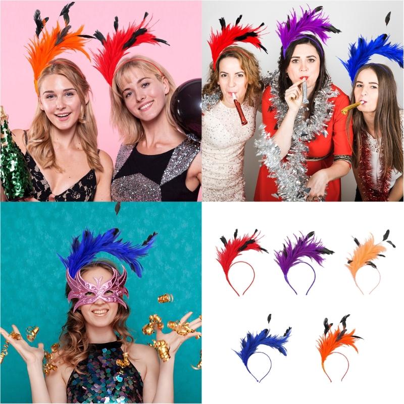 Feather Headwear With Bright Color For Theme Event Gathering Bendable Hairhoop for Festival Celebration
