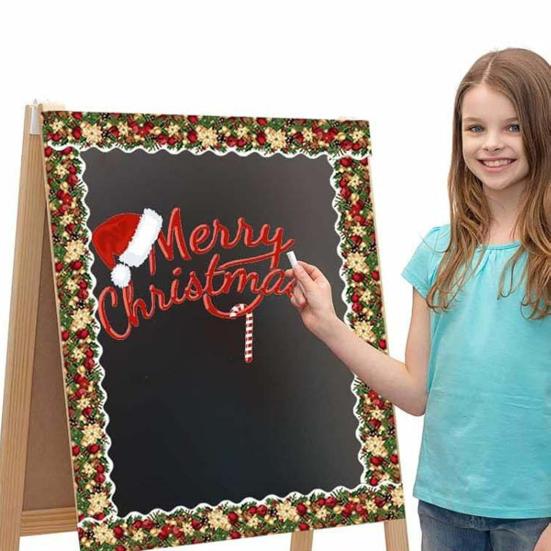 Weihnachts-Pinnwand-Bordüre Aufkleber Weihnachtsblumen-Zierbordüre Selbstklebende Etikettenaufkleber