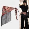 Cinturón Bufanda Larga Estrecha Boho Fajín Triangular con Borlas para Mujer Accesorio de Cintura Floral Retro para Vestidos Jeans