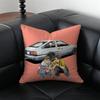Anime Racing IInitial D Cushion Cover Pillow Case Antidustmite Invisible Zipper Silky Plush Cushion