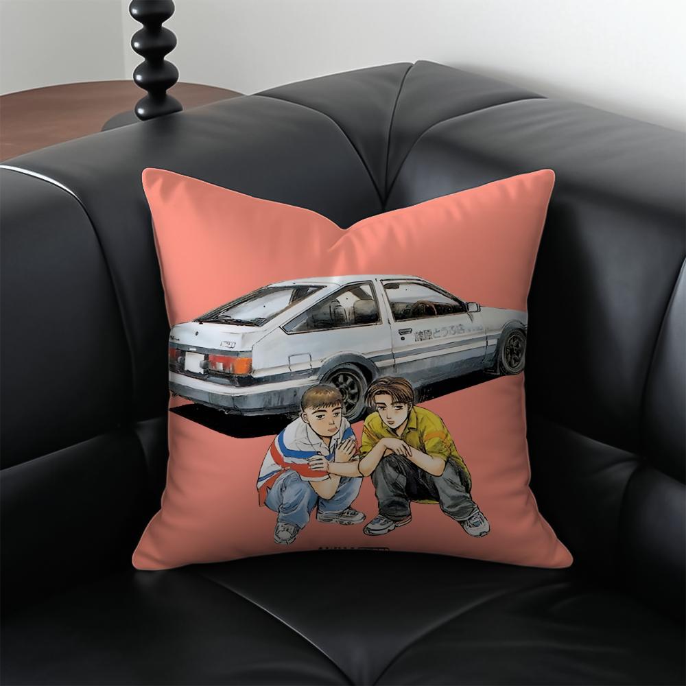 Anime Racing IInitial D Cushion Cover Pillow Case Antidustmite Invisible Zipper Silky Plush Cushion