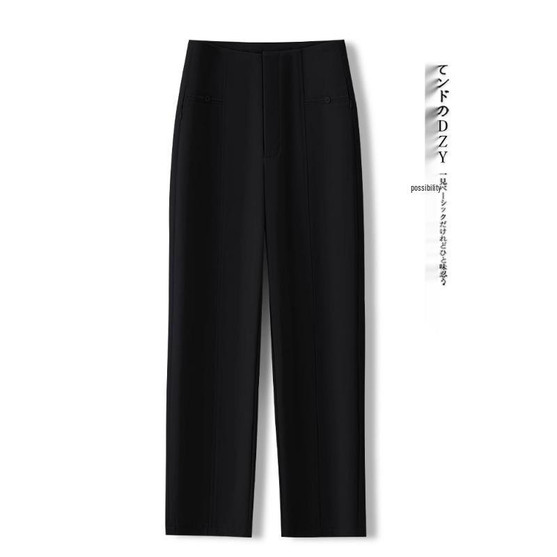 Women's Yellow High-Waisted Harem Pants Suit – Petite Drape, Casual, Straight-Leg for Spring & Autumn 2025