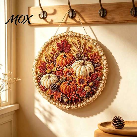 Handmade Wall Decor DIY Pearl Painting Kit for Adults Beginners, 3D Wreath Art Craft Set with Three Dimensional Frame, Decorative Seasonal Hanging