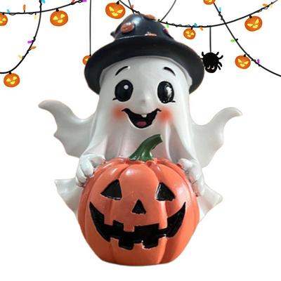 Halloween Ghost Pumpkin Resin Ornament Halloween Ghost Shaped Desktop Decoration For Living Room Bedroom Holiday