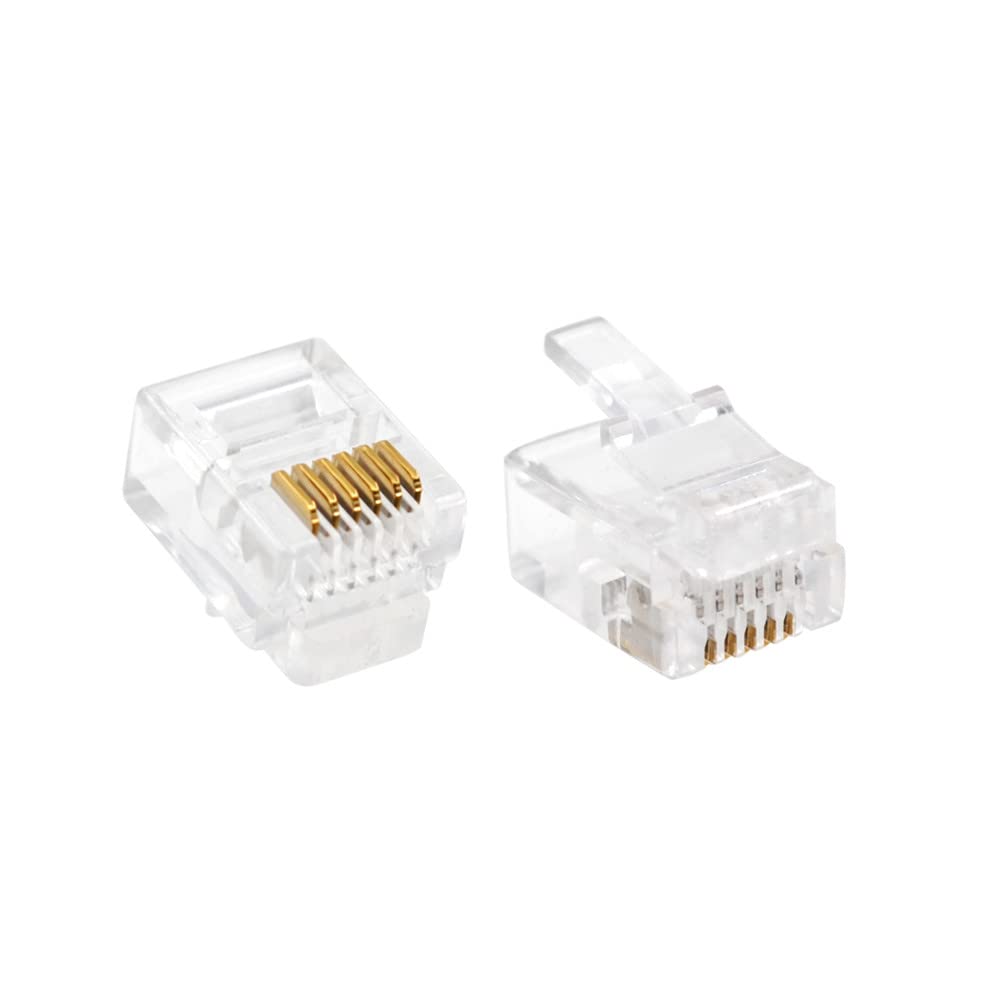100 Stück 6P6C 4P4C RJ12 RJ9 Kristallkopf Modulare Stecker Vergoldete Netzwerkstecker Für Massiv-Telefonkabel Stecker