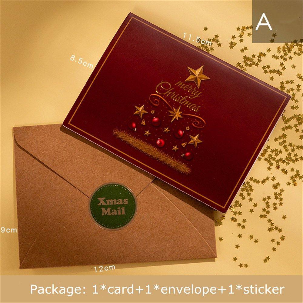 Stickers Message Card Thanksgiving Merry Christmas Blessing Christmas Greeting Card Bronzing A