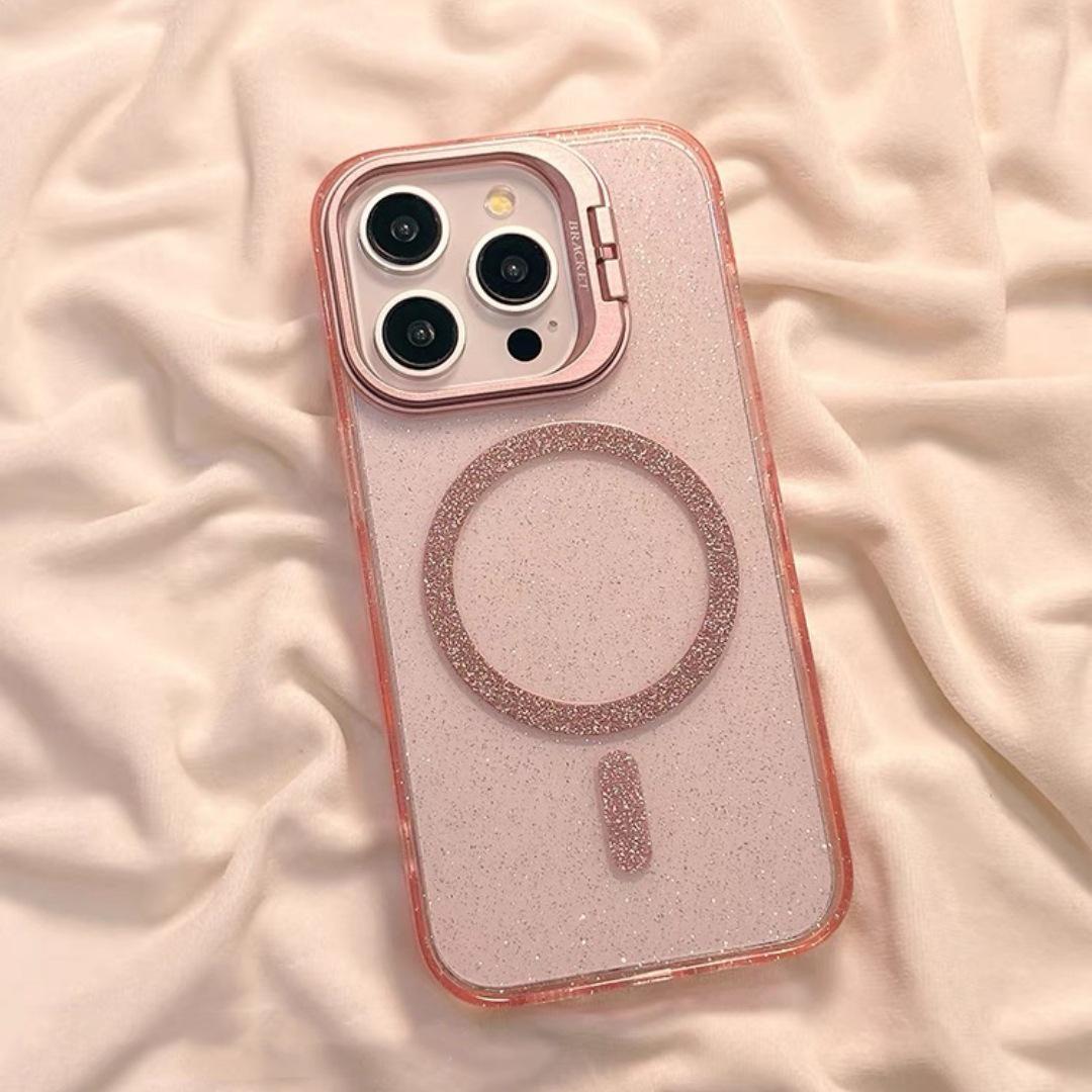 

Прозрачный блестящий магнитный держатель для объектива с присоской для iPhone 16 Pro Max, защитный чехол от падения Apple 14 iPhone 13