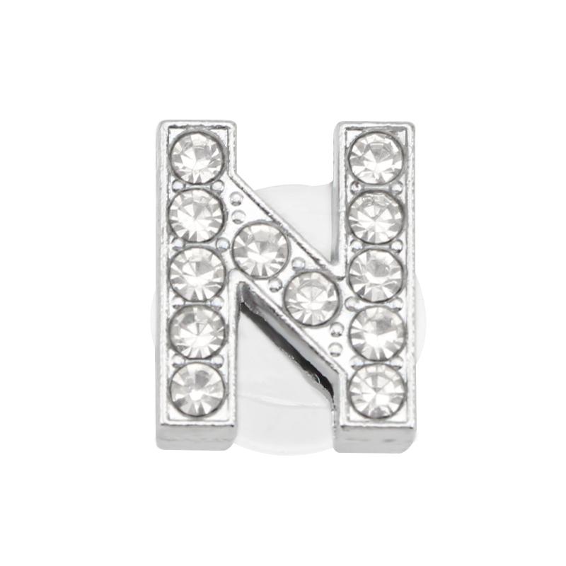 1PC Shoe Charms Glitter Rhinestone Letter Crystal Alphabet Shoes Charm Decorations Jewelry Slider Bracelet Wristbands Accessorie