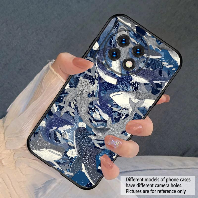 Cartoon Blue Shark For Oneplus 8T 9 9R 10 Pro 11 12 13 13R 5G ACE 5 Nord2 4 CE 3 4 Lite N20 SE N200 silicone soft phone case