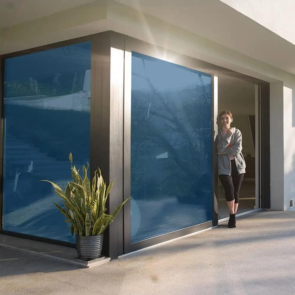 Blue Mirror Window Film One-Way Mirror Film Privacy Heat Insulation Anti-UV Window Tint for Office Home Self Adhesive Glass Film