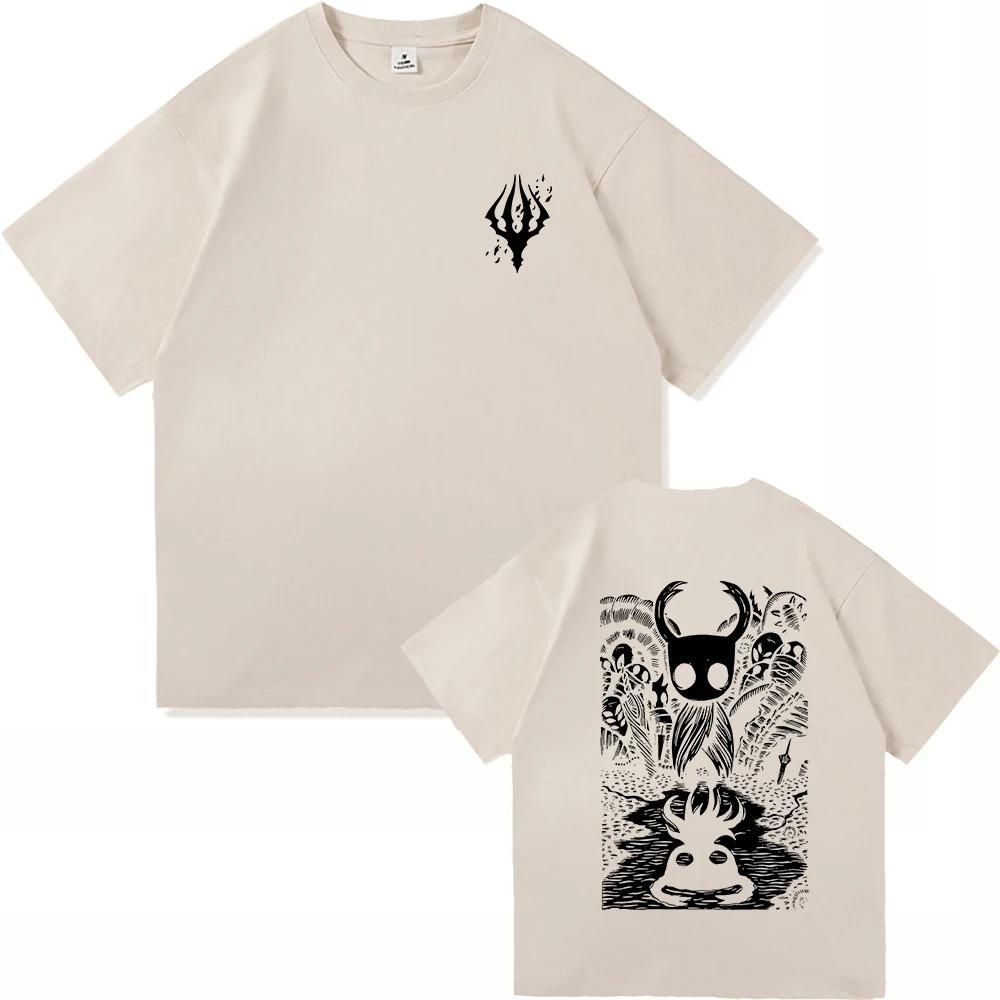 

2026 Hollow Knight Silksong DoublePrint Printmaking Style TShirt Black Base with IP Symbol Protagonist Scene 4XL