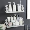 2pcs Cute White Small Men Wall-mounted Storage Rack - No Drilling Required, Very Suitable for Bathroom and Kitchen Organization, Cosmetic Storage