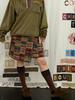 Double Quartz Warhello Patchwork Wrap Skirt (Brown)