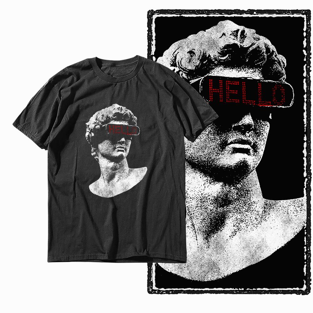 100 Cotton Vintage Graphic Western Sculpture TShirt Unisex Greek Statue Graphic Unisex Tshirt Black Cool Print Cotton Tees G82 S