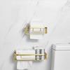 Brushed gold/Black Bathroom Roll Holder Aluminum Wall Mounted Shampoo Rack Toilet Paper Holder Bathroom Storage Basket Shelf