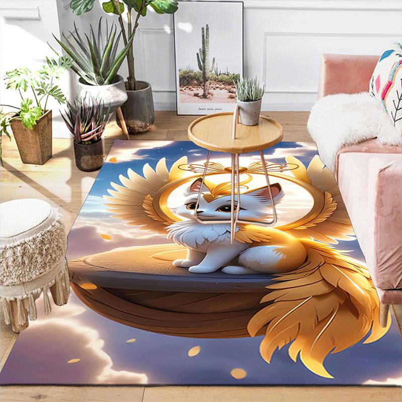 1pc Fox with Wings Print, Design Indoor Area Rug, Soft, Anti-Slip, and Durable Gaming Room Decor for Bedroom, Living Room, and Exercise Rugs