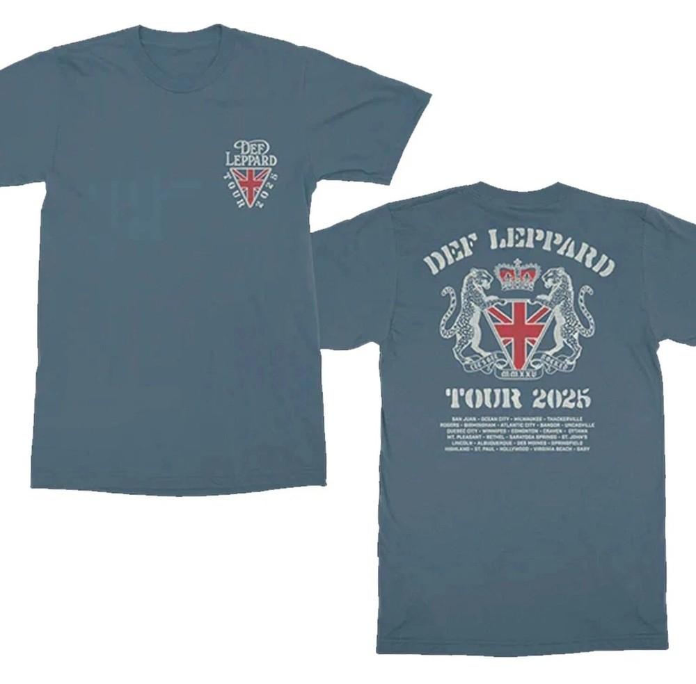 

Def Leppard UK Crest Tour T-Shirt 2025 – Blue Rock Band Tee with Lion Logo and T M