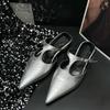 Fashion SUOJIALUN 2025 Summer New Brand Women Slipper Fashion Pointed Toe Ladies Elegant Muled Soft Flat Heel Outdoor Dress Sandal Slide