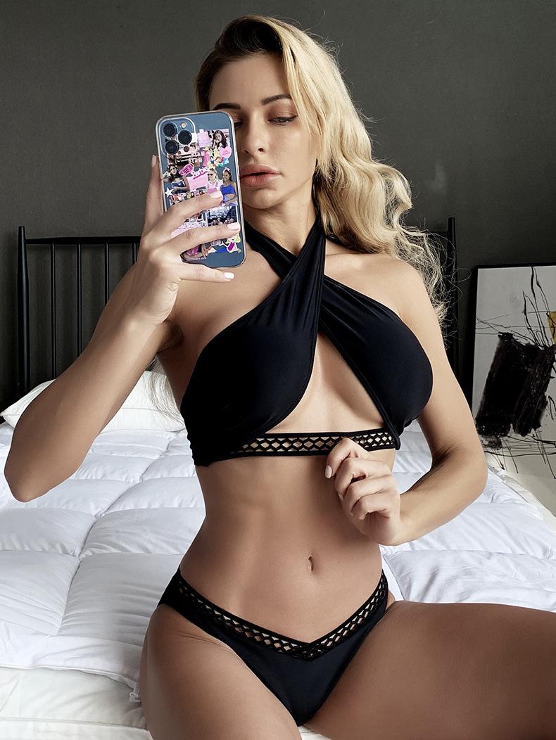TS JYL-SW261 Solid Lace-Up One-Piece, Sexy Tummy Control Swimwear For Spa S