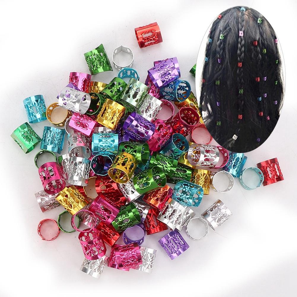 100Pcs Adjustable Dreadlocks Hair Braid Beads Cuffs Hair Decoration Wig Accessories Colorful