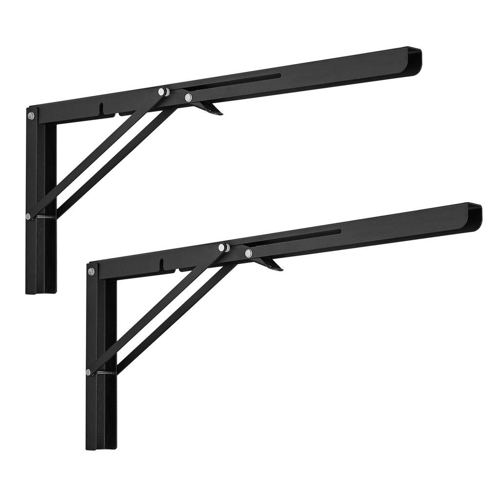 Shelf Bracket Foldable, 24” L 2 Pcs , Heavy Duty Floating Shelf Brackets, Brackets for Shelves, 5mm Thick Matte Black L Shelf Bracket,Steel Shelving