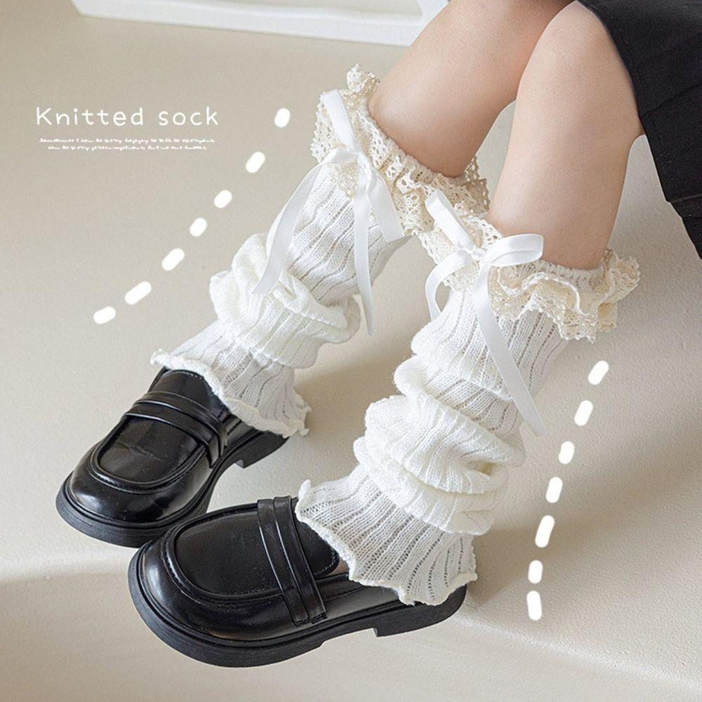 Kawaii High Elastic Lace Leg Warmers Lace Trim Knitted Foot Cover Sweet Style Children's Foot Warmer Children Wear