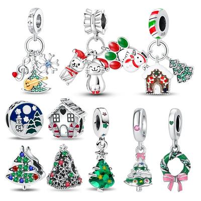 Realcopper Christmas Tree Beads Christmas Collection Charms For Making Original Bracelets Diy Fine Jewelry Gifts For Women