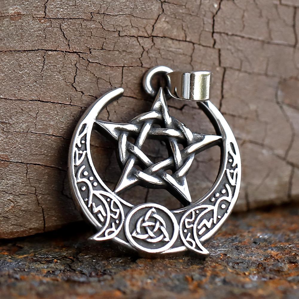 Witch Celtic Cross With Knot Pendant Necklace Rune 316L Stainless Steel Men Chain Odin Gothic Amulet Jewelry Gifts