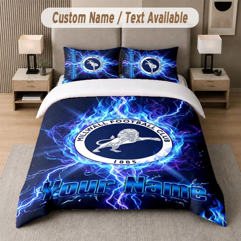 Custom Bedding Set Millwall Pattern, Print Name Text 1 Duvet Cover plus 2 Pillowcases Home Textile