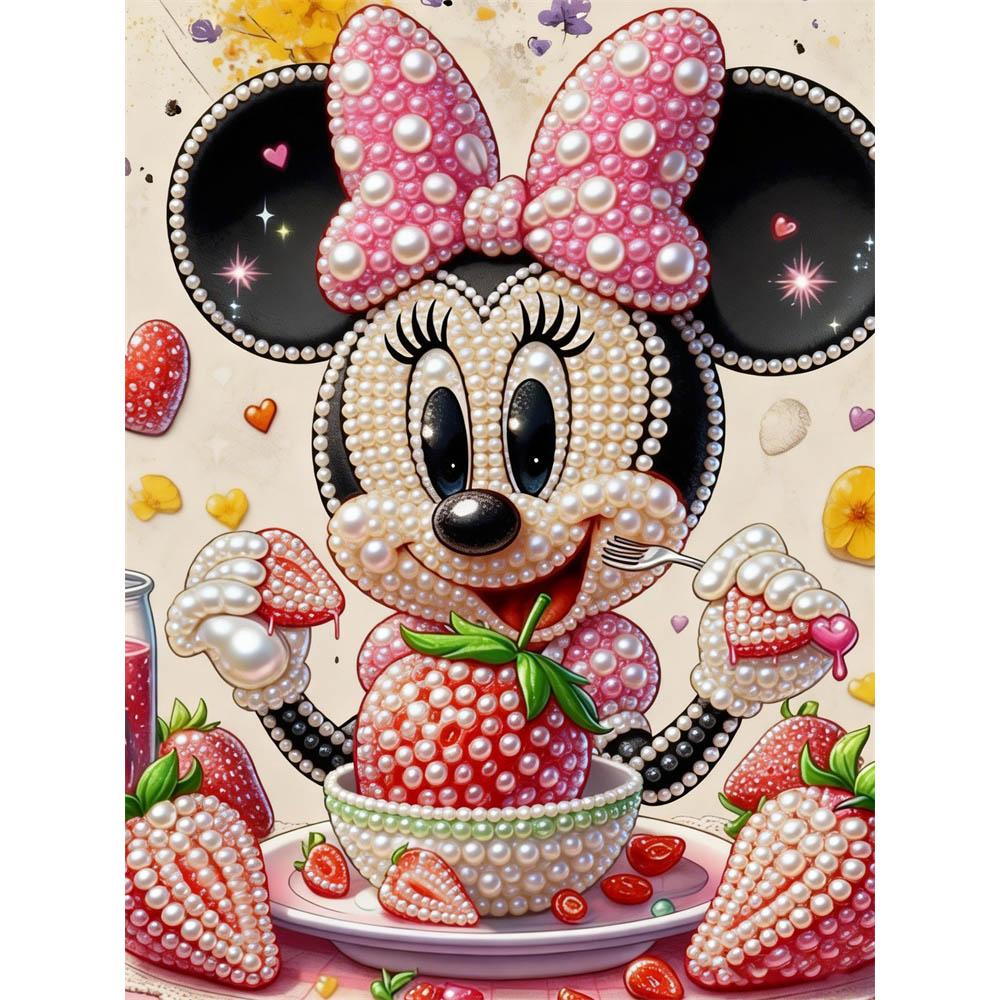 

Disney Pearl Painting Minnie Strawberry Feast Creative Art 5D Pearl Embroidery Cross Stitch Kit Handmade DIY Home and Room Decor Gift 35x45cm