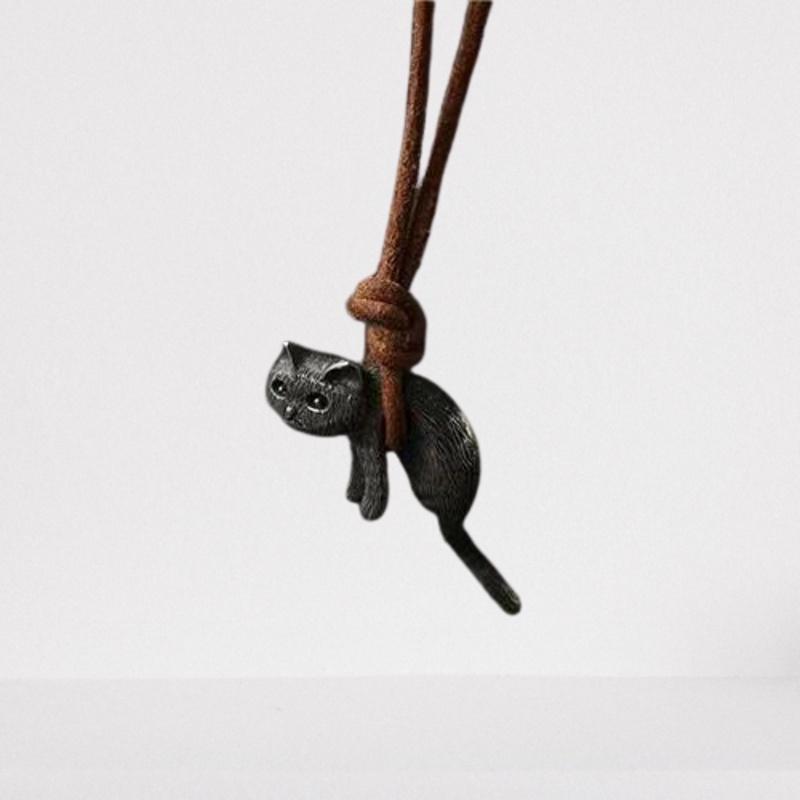 Pure Copper Retro Cat Pendant Necklace For Couples Fashionable And Cute Cat-themed Gift 75 Characters
