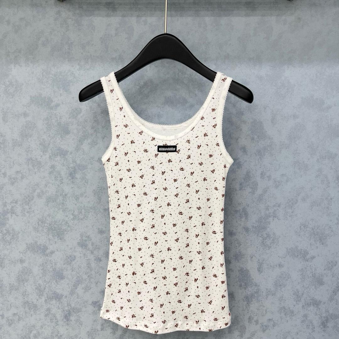 Women s 2026 Summer Floral Polka Dot Letter Patch Camisole Vest Small белый