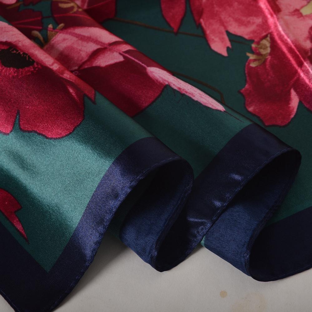 [BYSIFA] New White Silk Satin Scarf Shawl Winter Spring Autumn Elegant Plant Flowers Square Scarves Muslim Women Head Neck Scarf