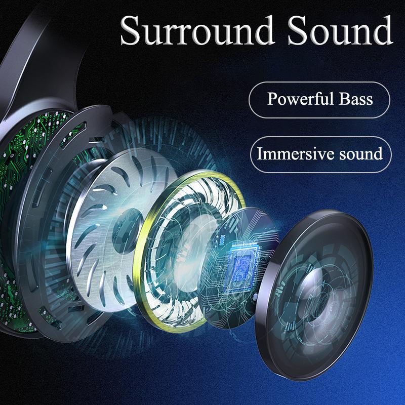J6 Gaming-Stereo-Surround-Sound-Headset, Inline-Steuerung mit markantem RGB-Leuchtkopfbügel, Gaming-Computer-Headset