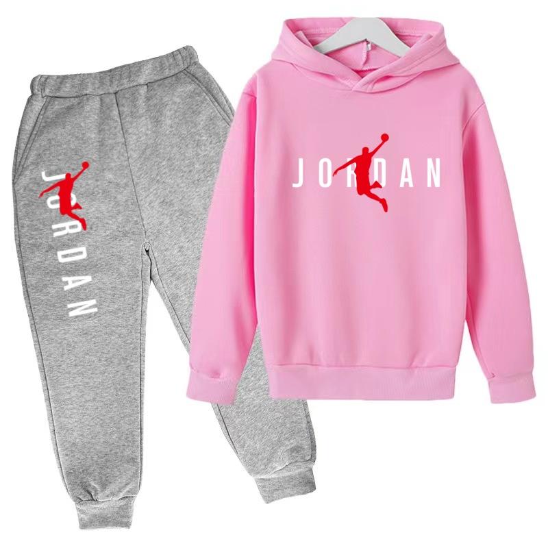 Felpa con Cappuccio per Bambini Lettere da Basket Pullover 3-12 Anni Giacca Felpa+Pantaloni Ragazzo Ragazza Neonato Abbigliamento Jogging Tempo Libero Moda Marca Set