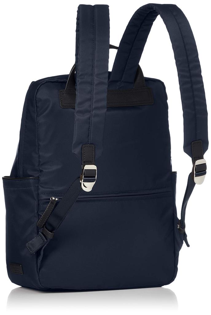 Isaac New Nylon and Leather Combination Series Front Pocket Backpack Y91-11-04 Women's Navy