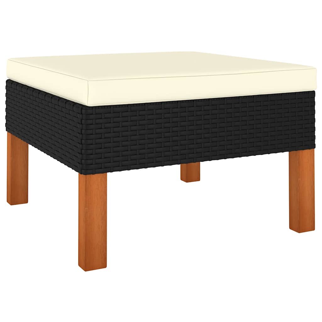 9 piece Garden Lounge Set with Cushions Poly Rattan Black