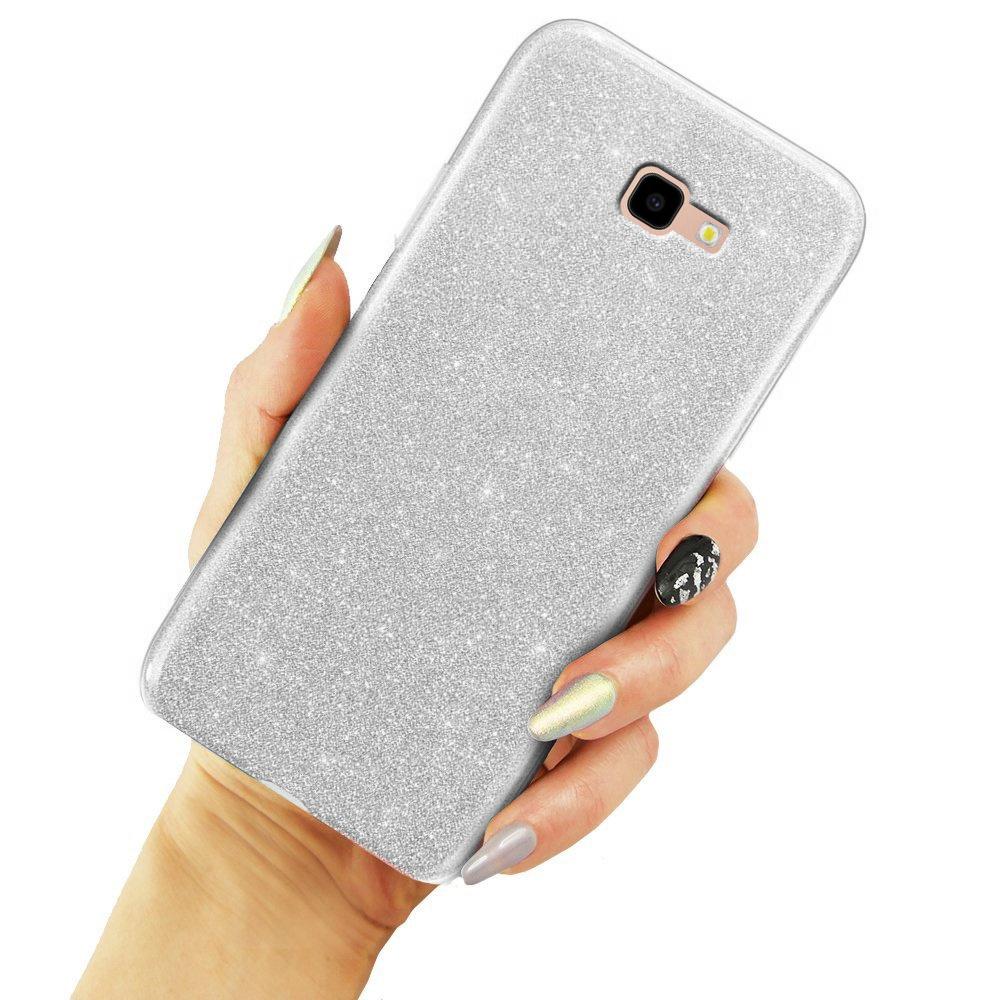 Glitter Case for Samsung Galaxy J4+ Plus, Silver