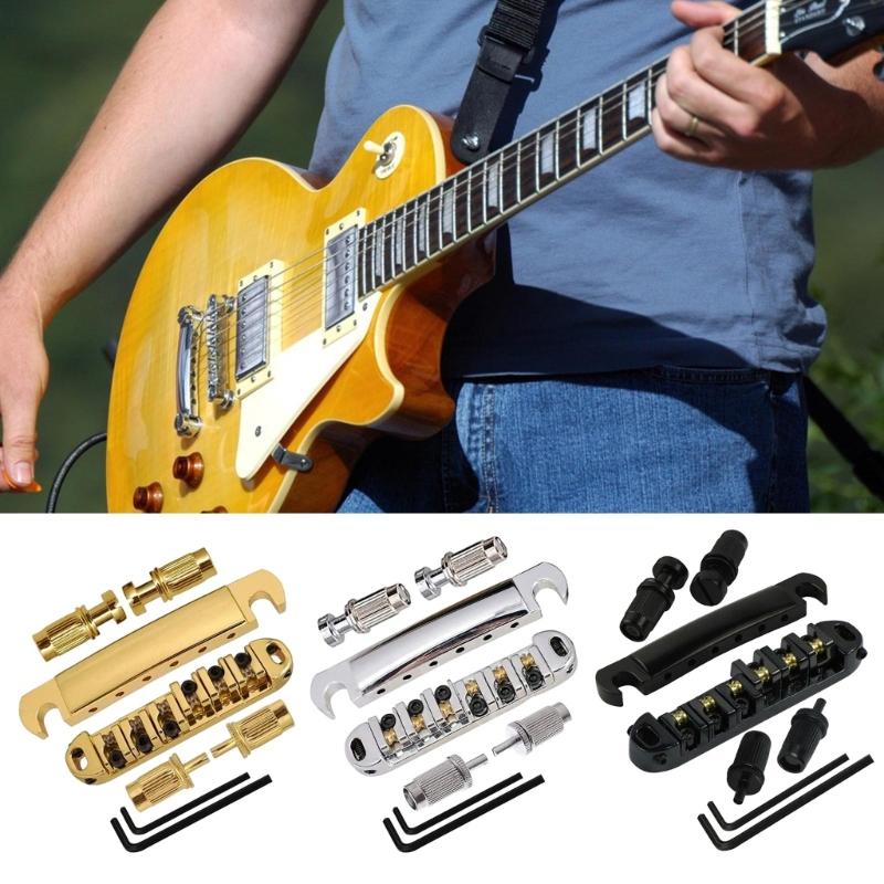 Saddle Bridges with Studs Practical Tailpiece Bridge Roller Saddle Bridge Portable Guitars Replacement Bridge Kit