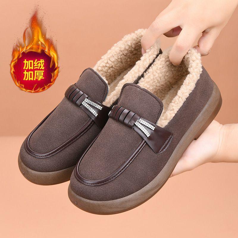 

Foreign trade retro casual star diamond word with Doudou women s shoes 2024 autumn and winter new women s comfortable velvet platform shoes 40