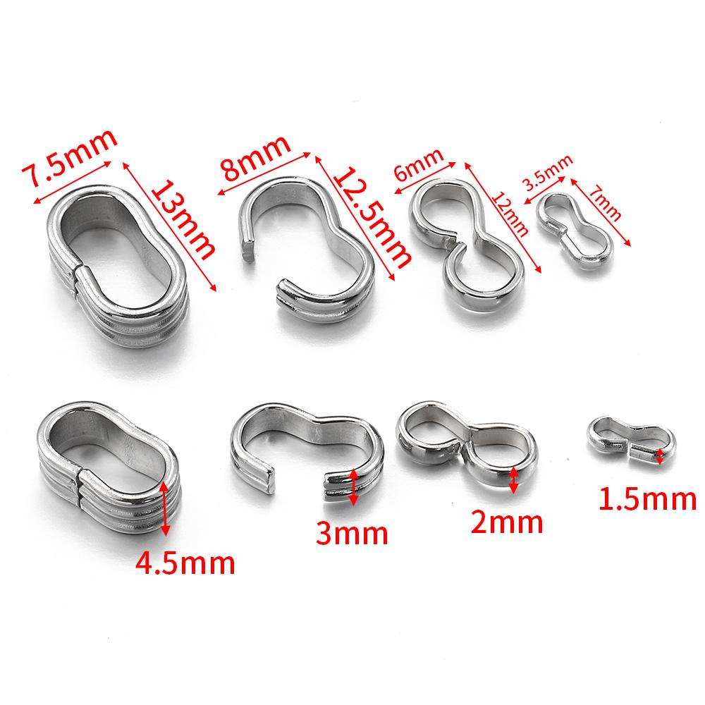 50pcs Stainless Steel 8 Shape Clasp Clips Buckle Connectors for Bracelet Necklace Jewelry Making DIY Handmade Supplies Wholesale