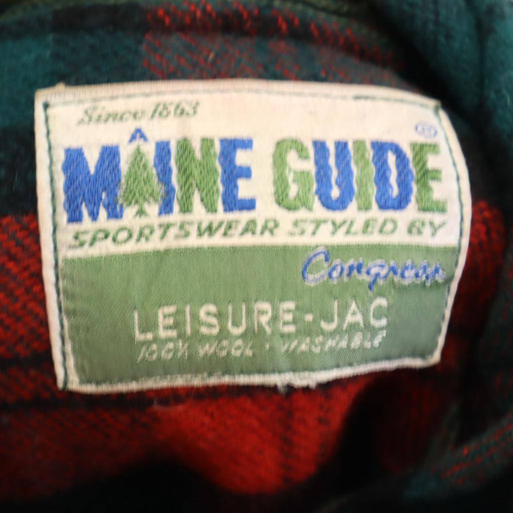 MAINE GUIDE 60s 70s Wool Vintage Tartan Check Pattern Long sleeve Half zip Parker Men's Used